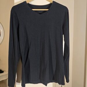 Serra Womens Black Long Sleeve V-Neck T-Shirt Size Large Cotton Modal Blend Tee